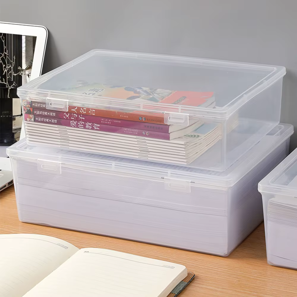 Boîte de rangement carrée transparente en plastique