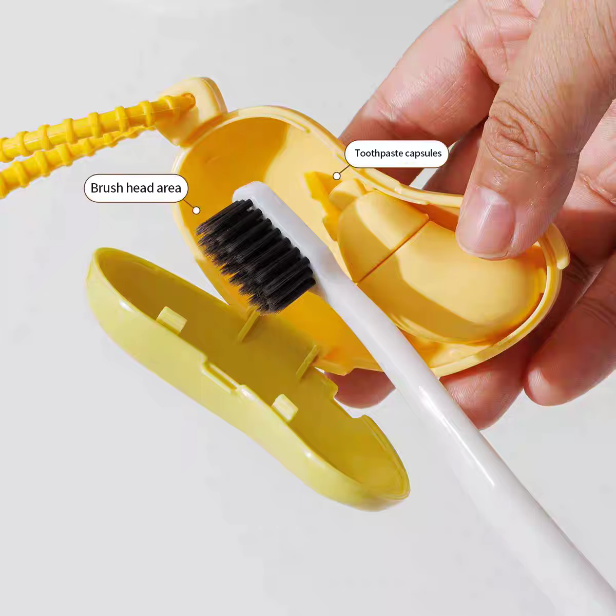 Capuchon de protection pour brosse à dents banane avec boîte de rangement pour dentifrice - compact et pratique - Housse essentielle pour brosse à dents pour voyage