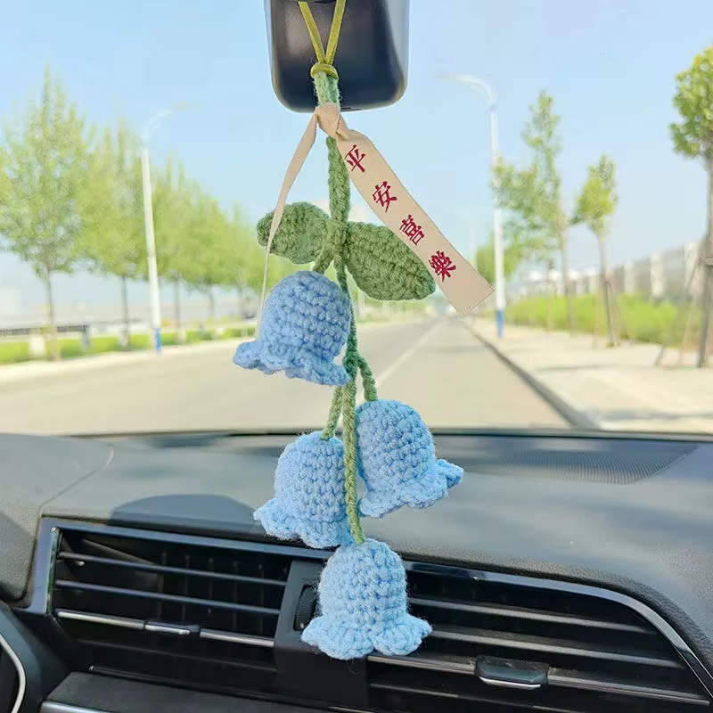 Crochet fleur porte-clés Lily orchidée pendentifs fini tricoté à la main fleur voiture décor sac pendentif suspendu accessoire Flores Crochet