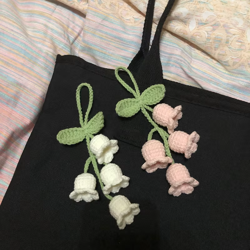 Crochet fleur porte-clés Lily orchidée pendentifs fini tricoté à la main fleur voiture décor sac pendentif suspendu accessoire Flores Crochet