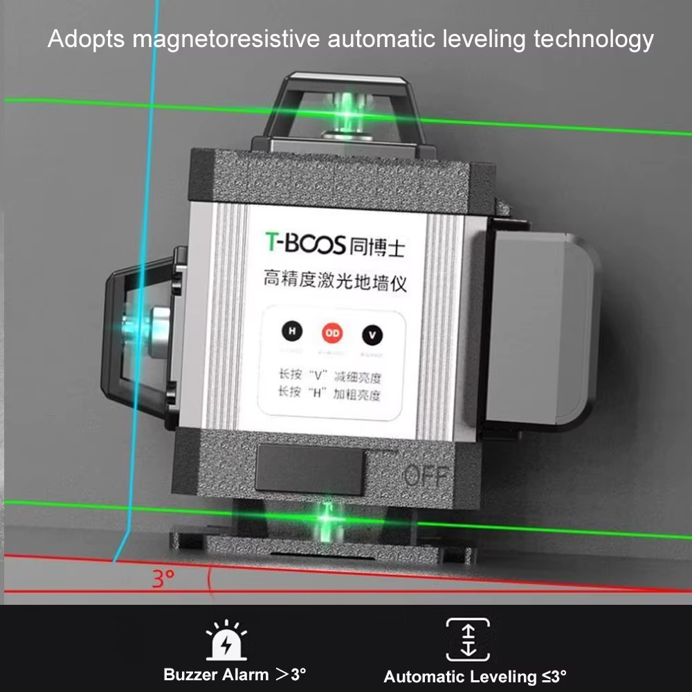 Niveau laser professionnel 4D à faisceau bleu/rouge/vert