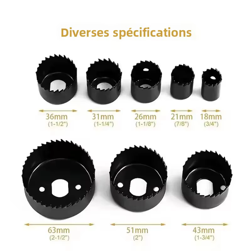 Kit de 11 scies cloches en acier au carbone durable pour perceuse électrique