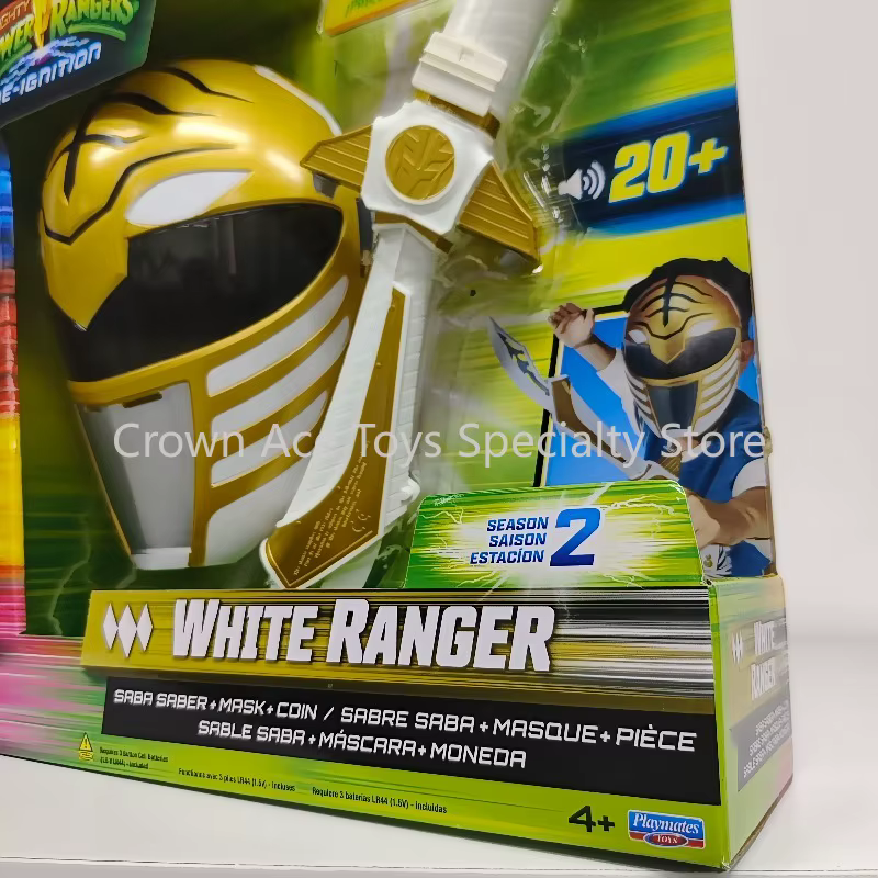 Figurine Power Rangers S2 White Ranger originale avec tous les accessoires, collection combinable, White Tigerzord, Saba Saber, masque, pièce de monnaie, ensemble de jeu