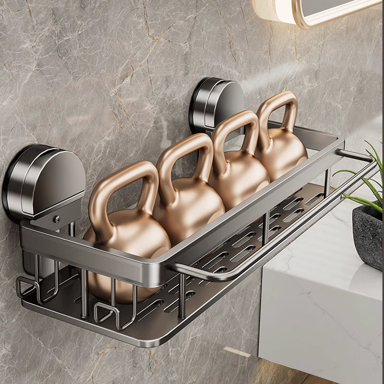 Étagère de rangement à ventouse pour salle de bain sans perçage