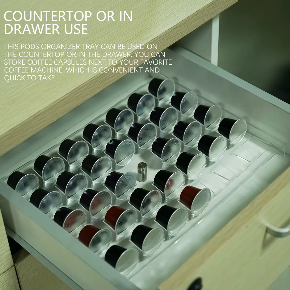 Porte-dosettes de café, plateau organisateur vide, organisateur de Capsules de café, Compatible avec les dosettes originales Nespresso
