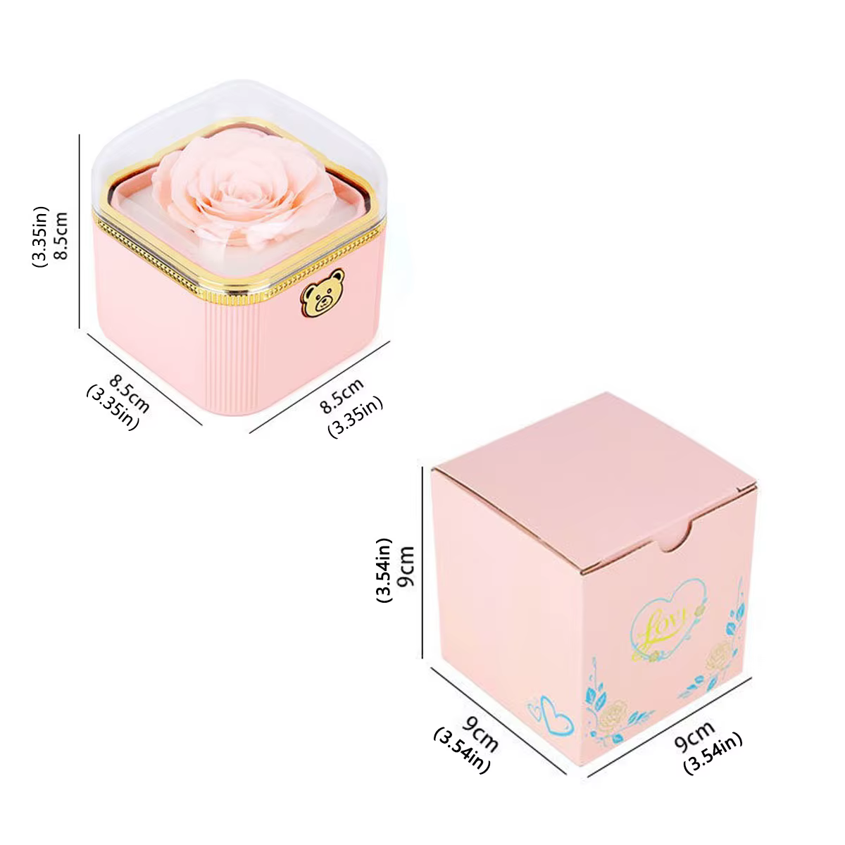 Boîte à bijoux cadeau surprise – Rose à rabat automatique parfumée