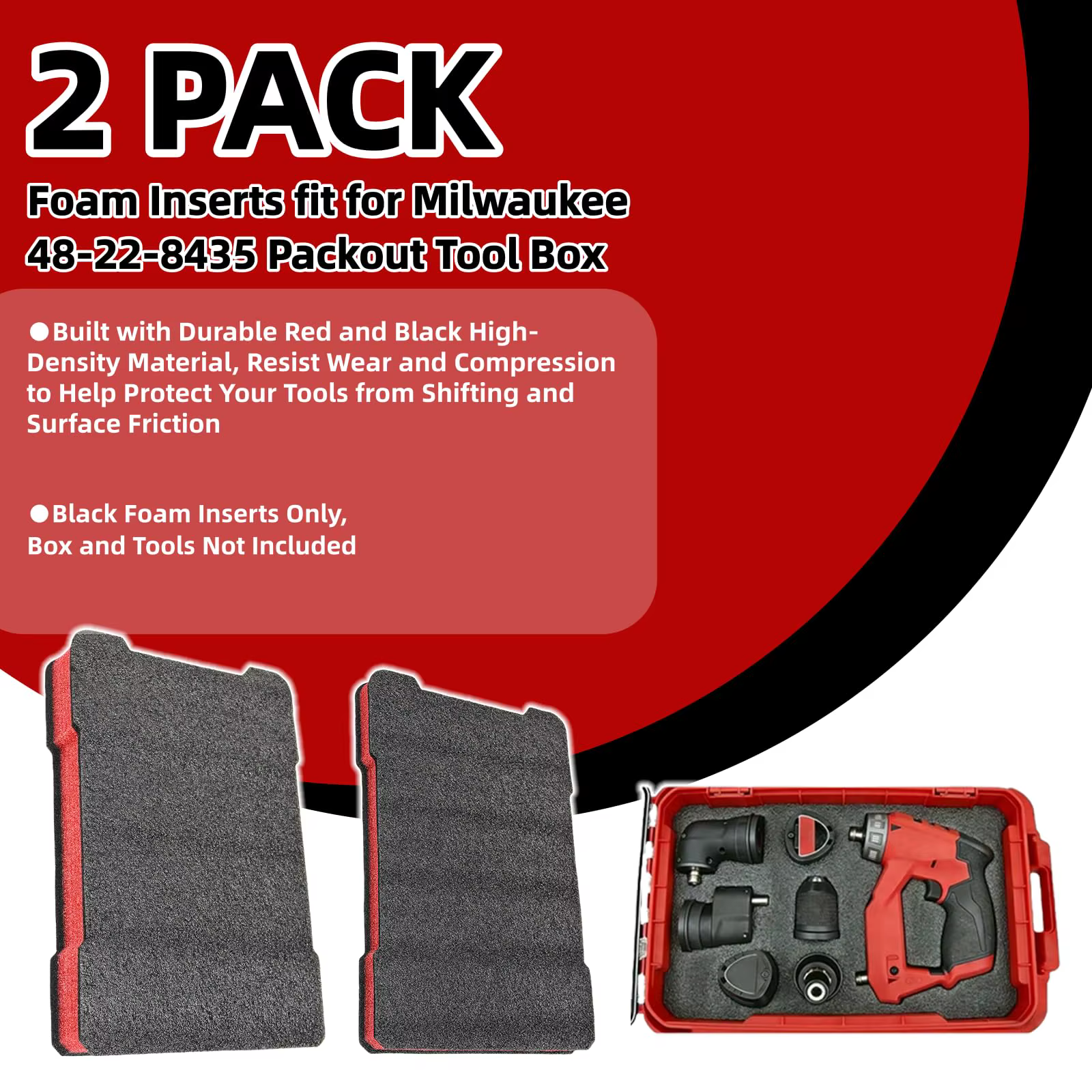 Kit d'inserts en mousse pour boîte à outils Milwaukee Packout