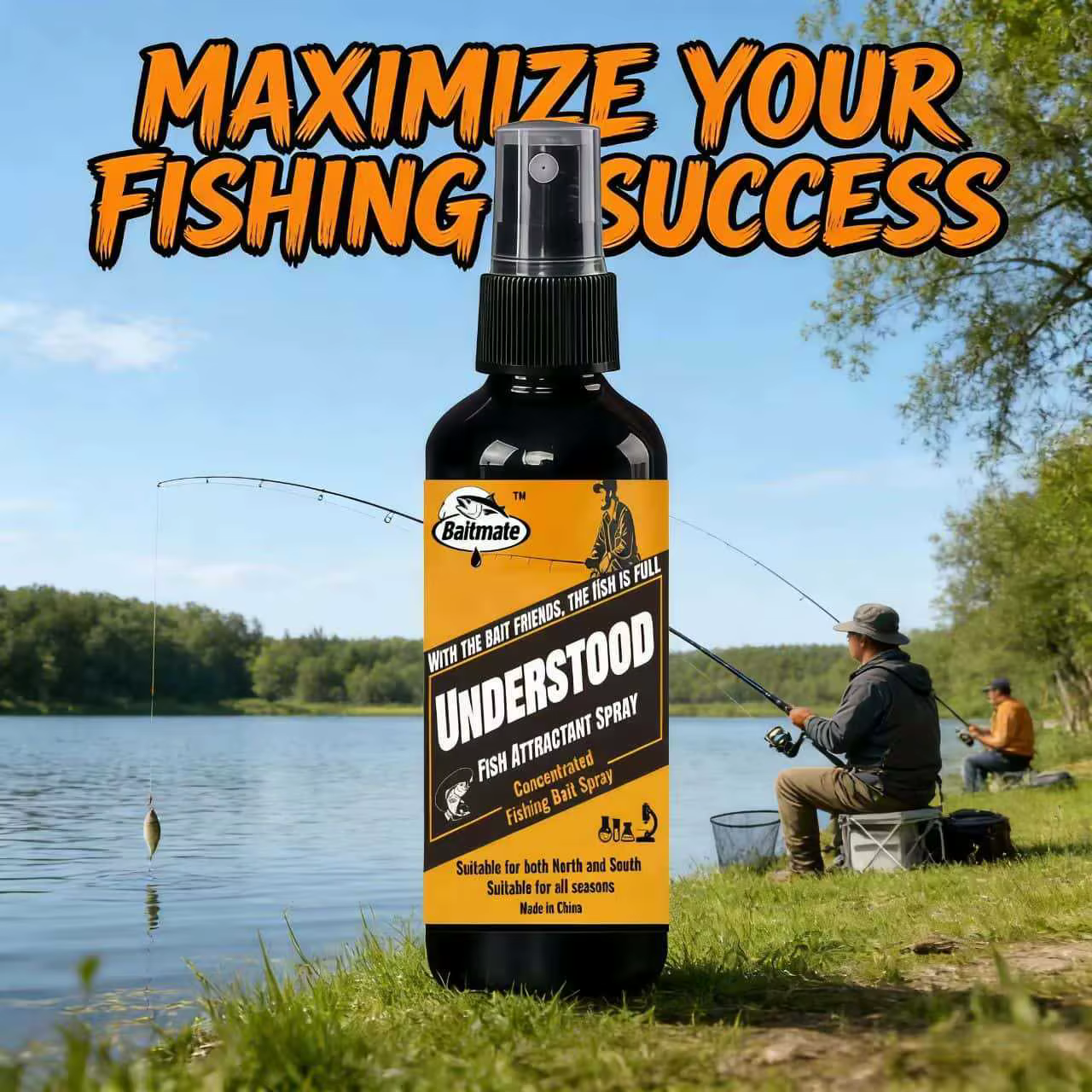 Spray Attractant pour Poissons 60 ml - Contient des appâts naturels pour attirer le bar