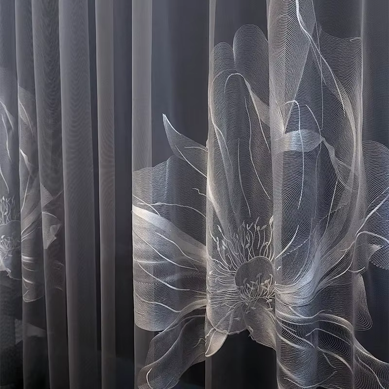 Rideaux transparents brodés de luxe modernes, sur mesure, pour salon, Style français, américain et européen, décoration de Villa, Voile