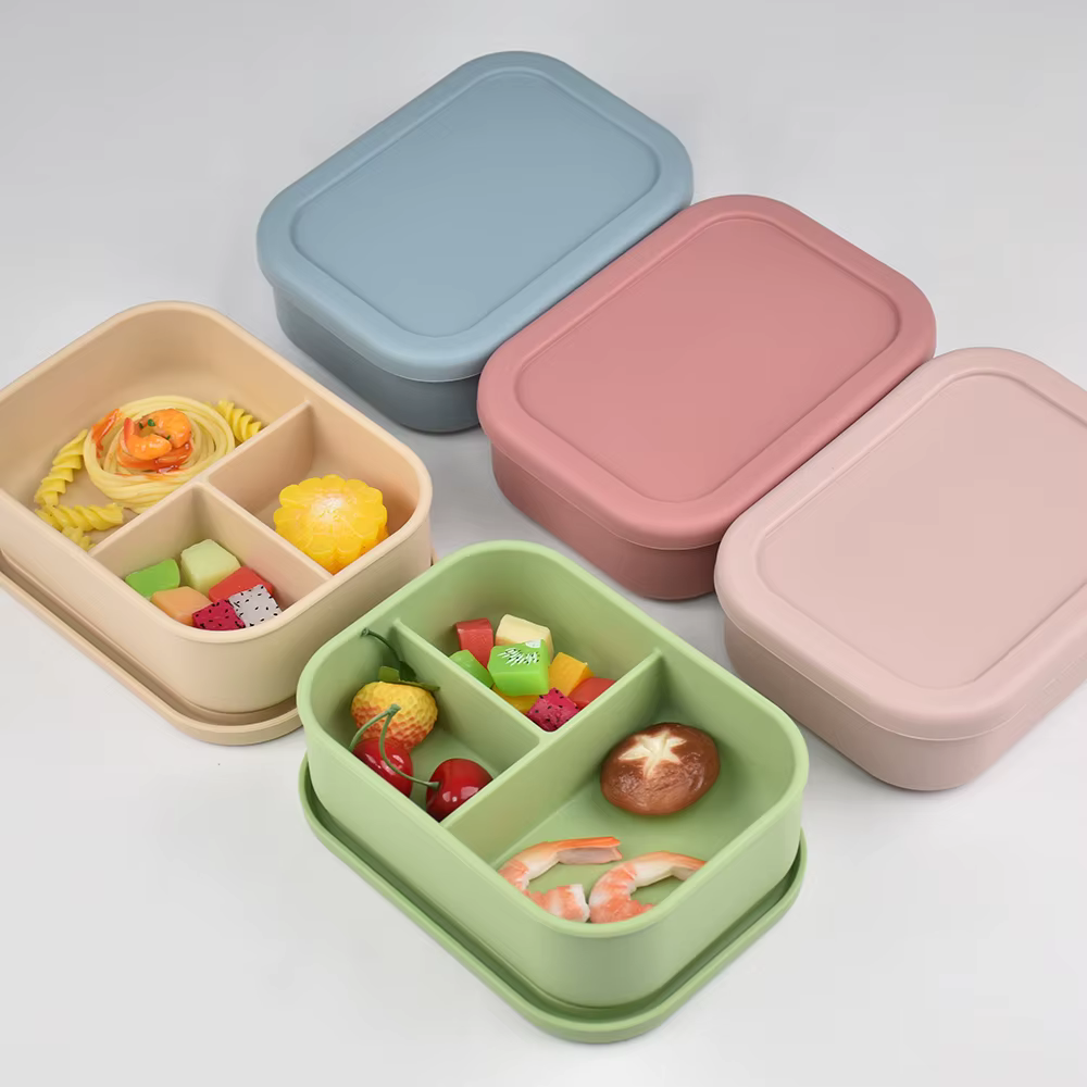 Boîte à déjeuner Bento en Silicone de qualité alimentaire à 3 compartiments