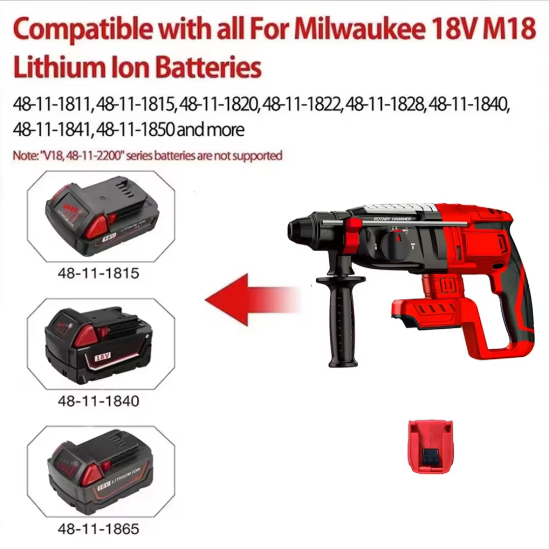 Marteau perforateur rotatif pour perceuse à percussion Milwaukee M18 2.6J avec 4 modes 360° ° Moteur sans balais avec