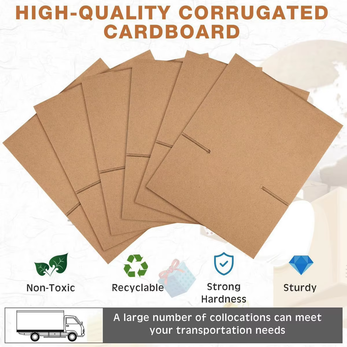 Boîte de courrier en carton ondulé marron avec couvercles