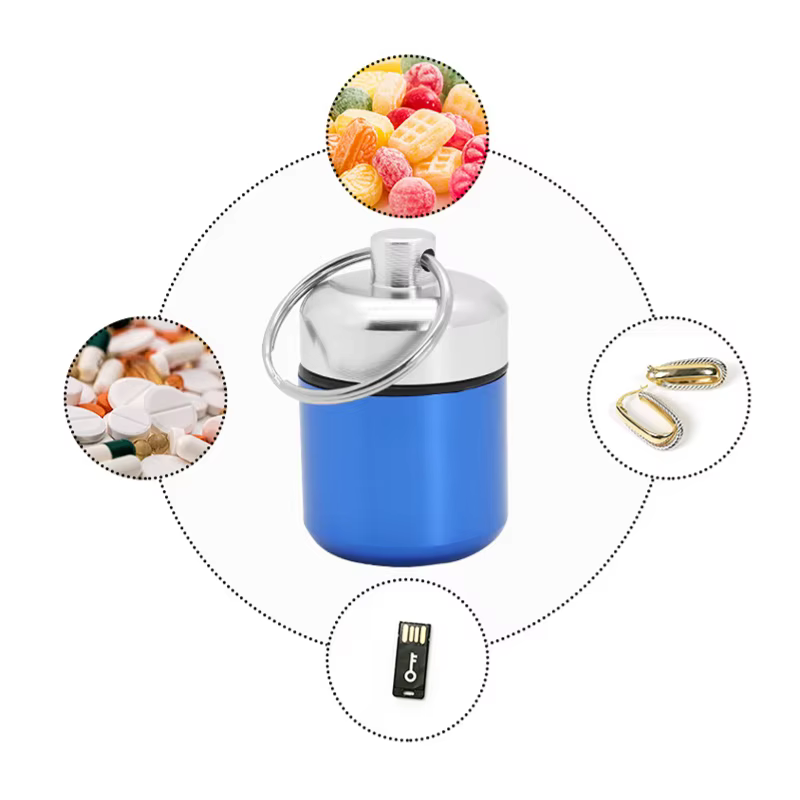 Boîte à pilules étanche en aluminium avec rangement scellé