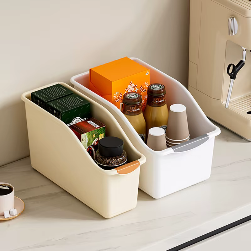 Ensemble de bacs de rangement en plastique incurvés - Boîtes d'organisation polyvalentes pour les produits de nettoyage et les essentiels ménagers