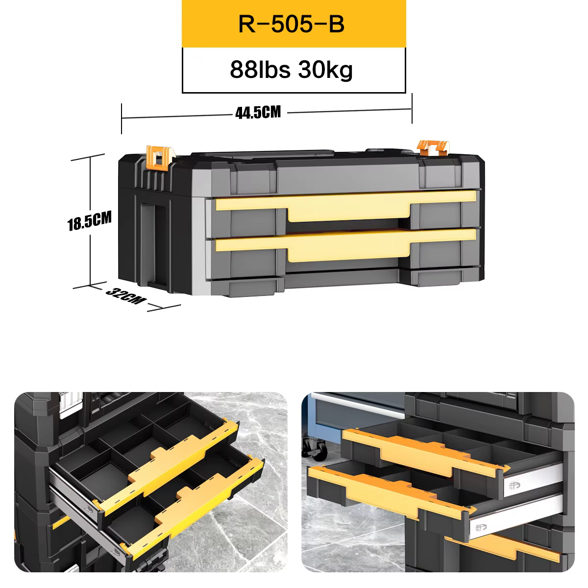 AIRAJ Boîte de rangement d'outils compartimentée de style tiroir à deux couches avec une grande capacité sans occasion