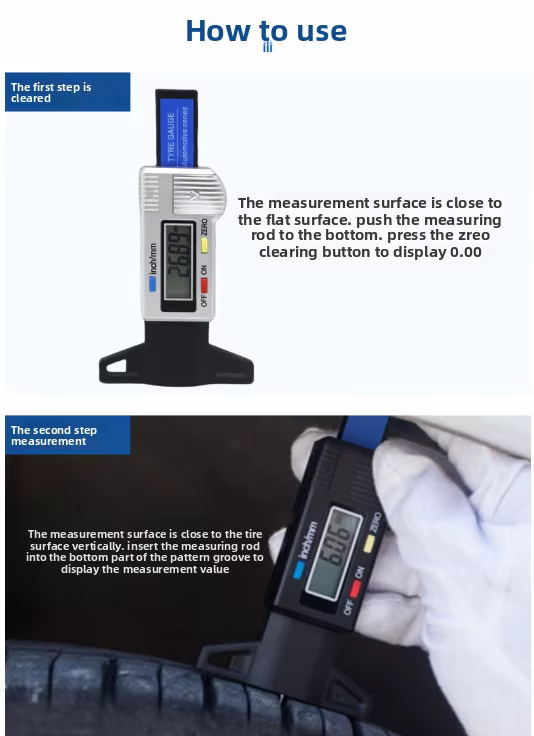 Jauge numérique de profondeur de bande de roulement de pneu 0-25mm LCD outil de mesure de détection d'usure de pneu automatique de voiture compteur de surveillance de haute précision