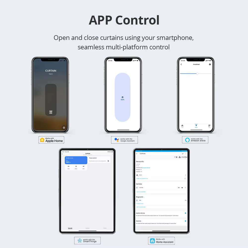 Zemismart Matter sur fil moteur de stores à rouleau intelligent pour Tube de 25mm 28mm batterie intégrée Homekit Google Home Smartthings