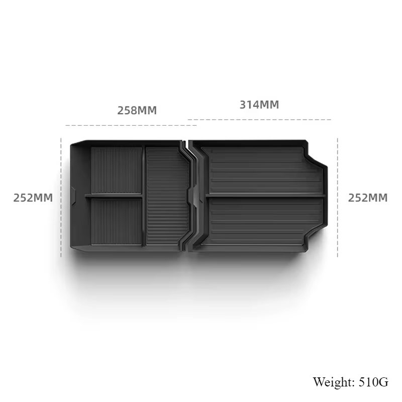 Boîte de rangement de voiture, 2 pièces, pour Tesla Cybertruck 2025, accessoire Console centrale, tapis inférieur antidérapant, étui de rangement, plateau