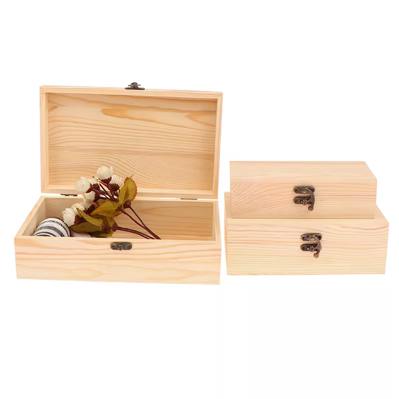 Boîte de rangement rectangulaire en bois