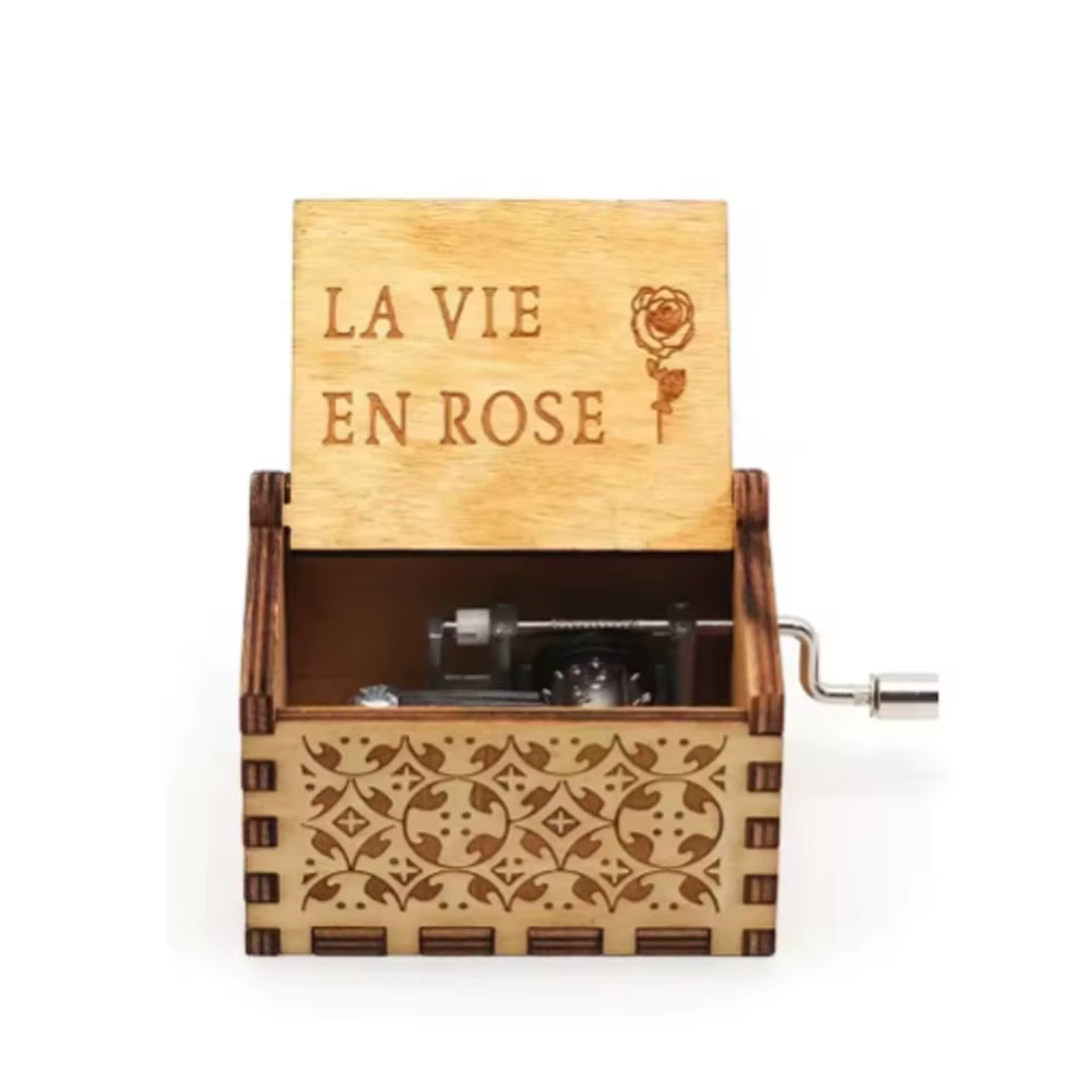 Boîte à musique à manivelle en bois pour Halloween