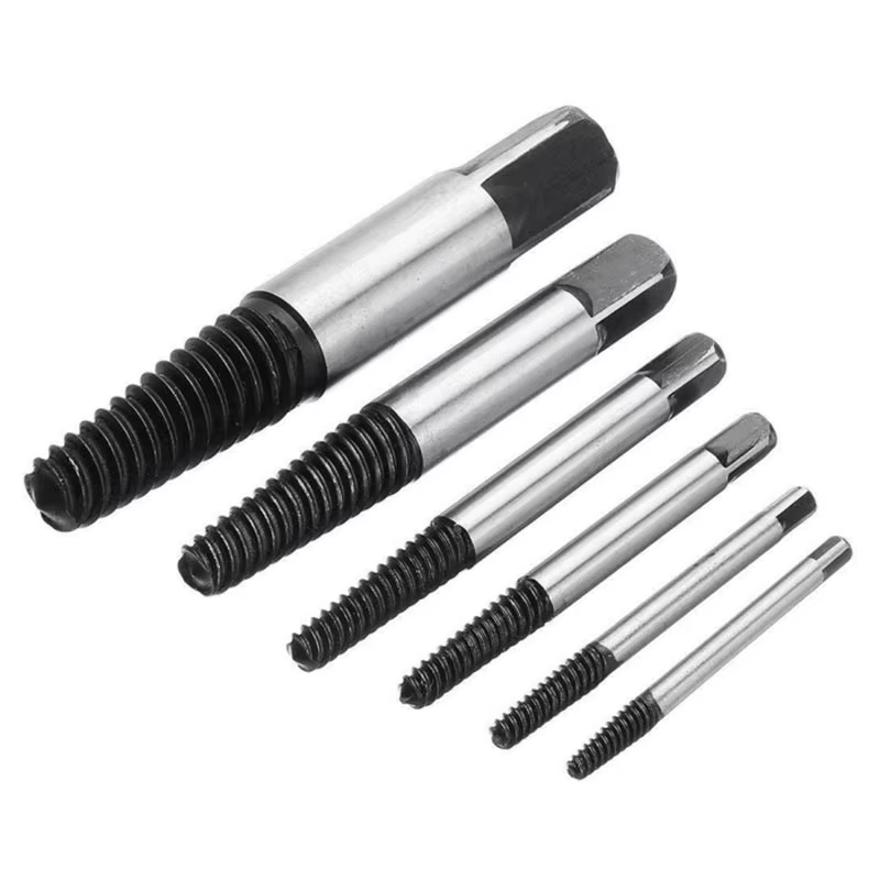 Extracteur de vis à tête cassée, 6 dents grossières, dents fines, robinet d'eau, extracteur de fil cassé, tournevis, outil, coffret en plastique, 5 pièces