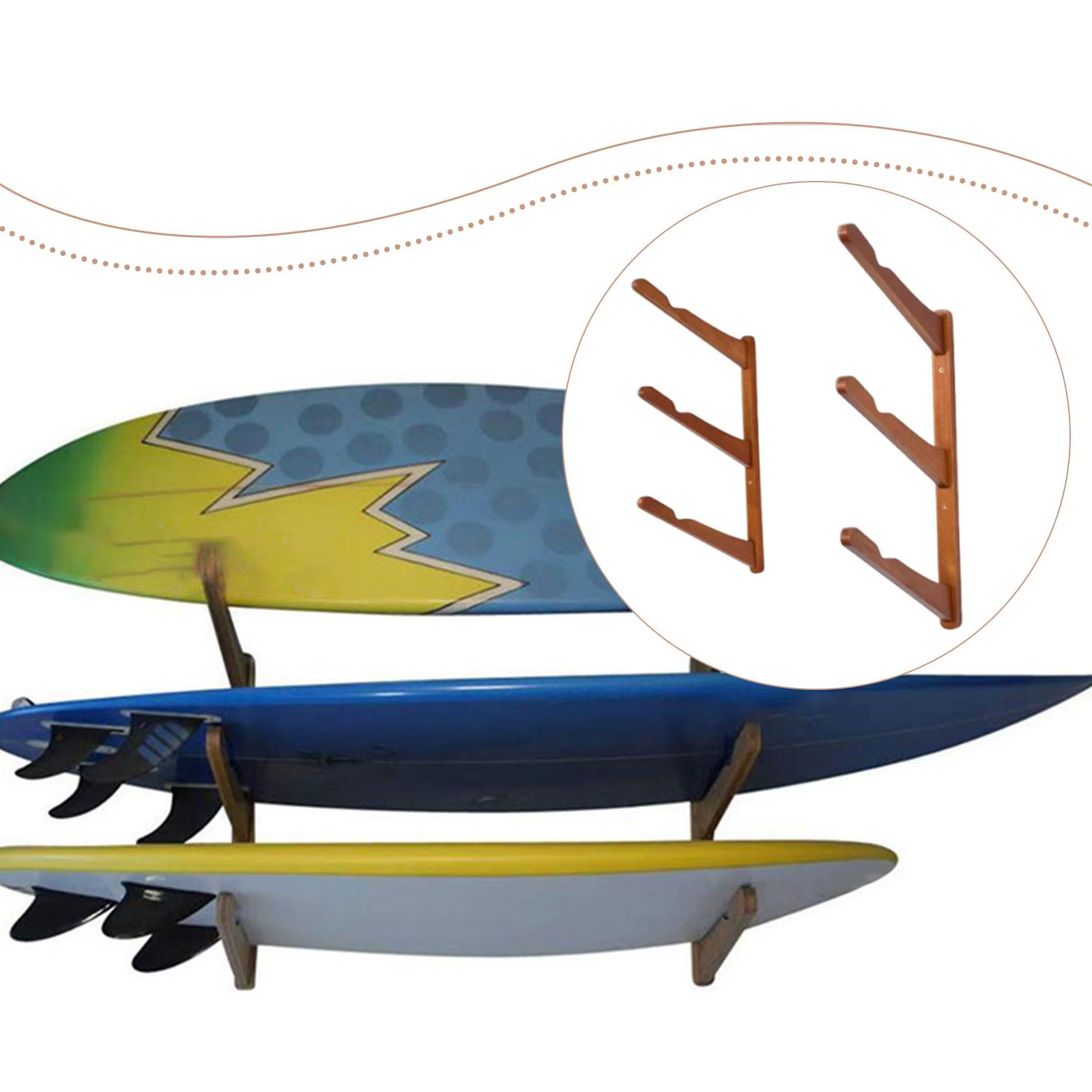 Support de rangement mural en bambou pour planche de surf, organisateur robuste et pratique, cintre à usage polyvalent pour Garage Club