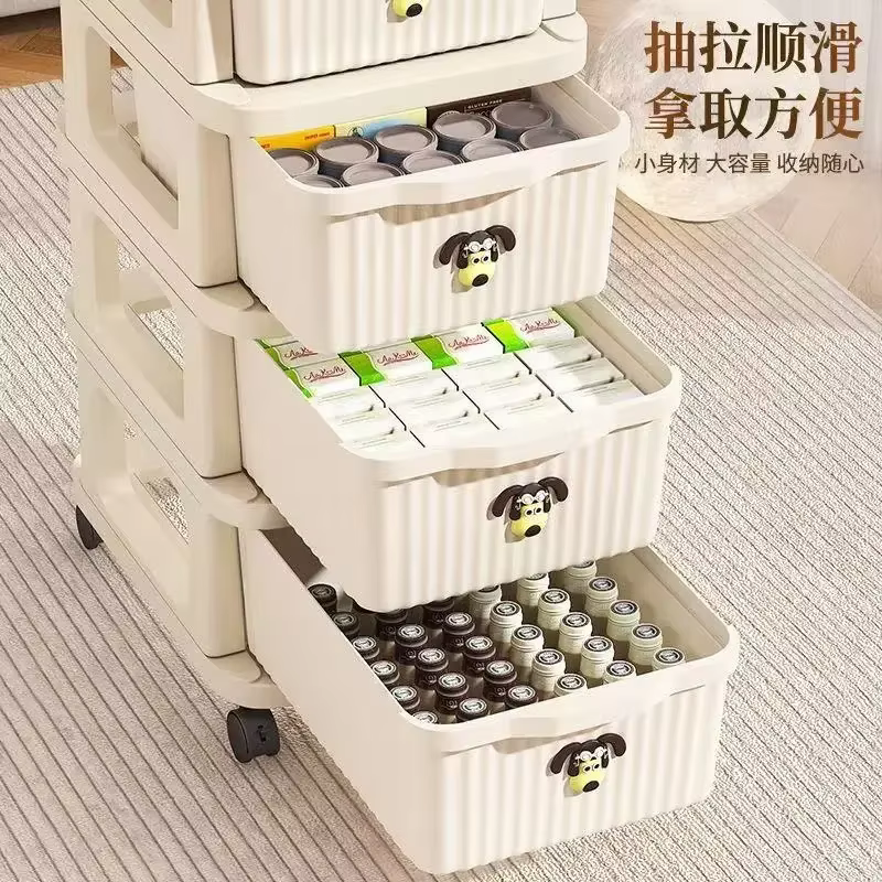 AOLIVIYA Meuble de rangement à tiroirs, petit chariot de rangement, étagère mobile multi-niveaux pour snacks domestiques, jouets de bébé et articles divers