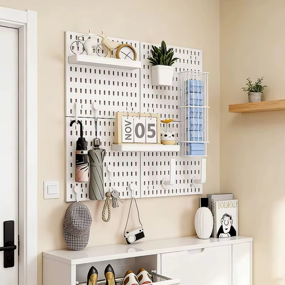 Panneau de rangement mural avec crochets