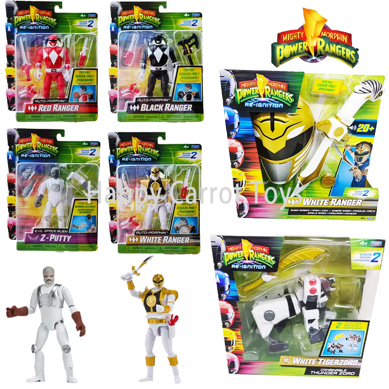 Figurine Power Rangers S2 originale, ensemble de jeu combinable, White Tigerzord, Saba Saber Mask, Coin G2, jouet de collection amélioré pour membre de l'équipe