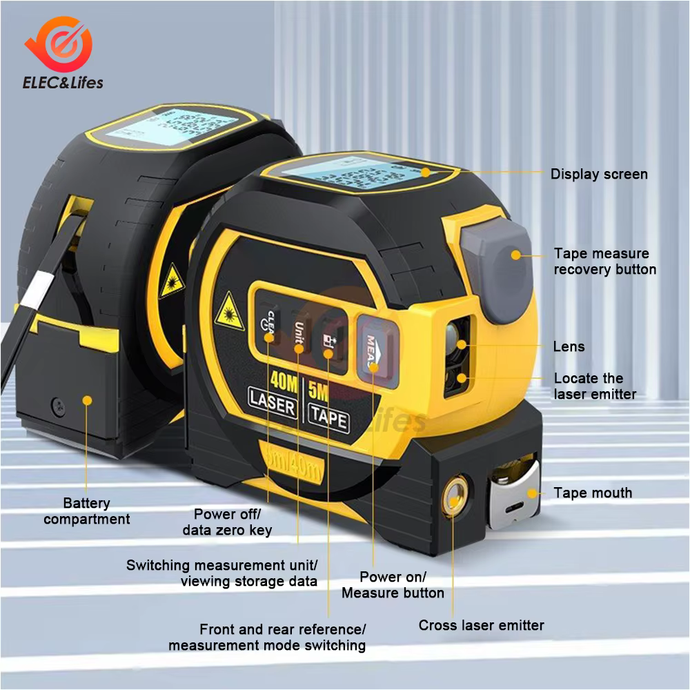 Télémètre Laser mesurant ruban à mesurer