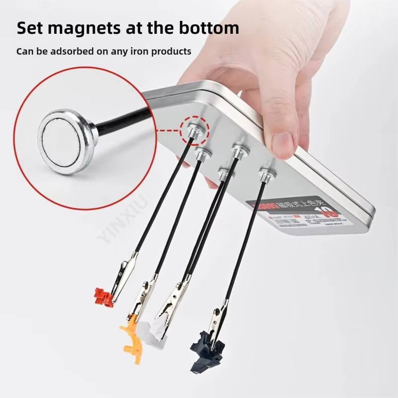 MSWZ Pinces magnétiques pliables pour peinture, 10 pièces, avec boîte de rangement métallique, pour la coloration de modèles militaires et mecha, le maintien et le séchage, outils d'artisanat