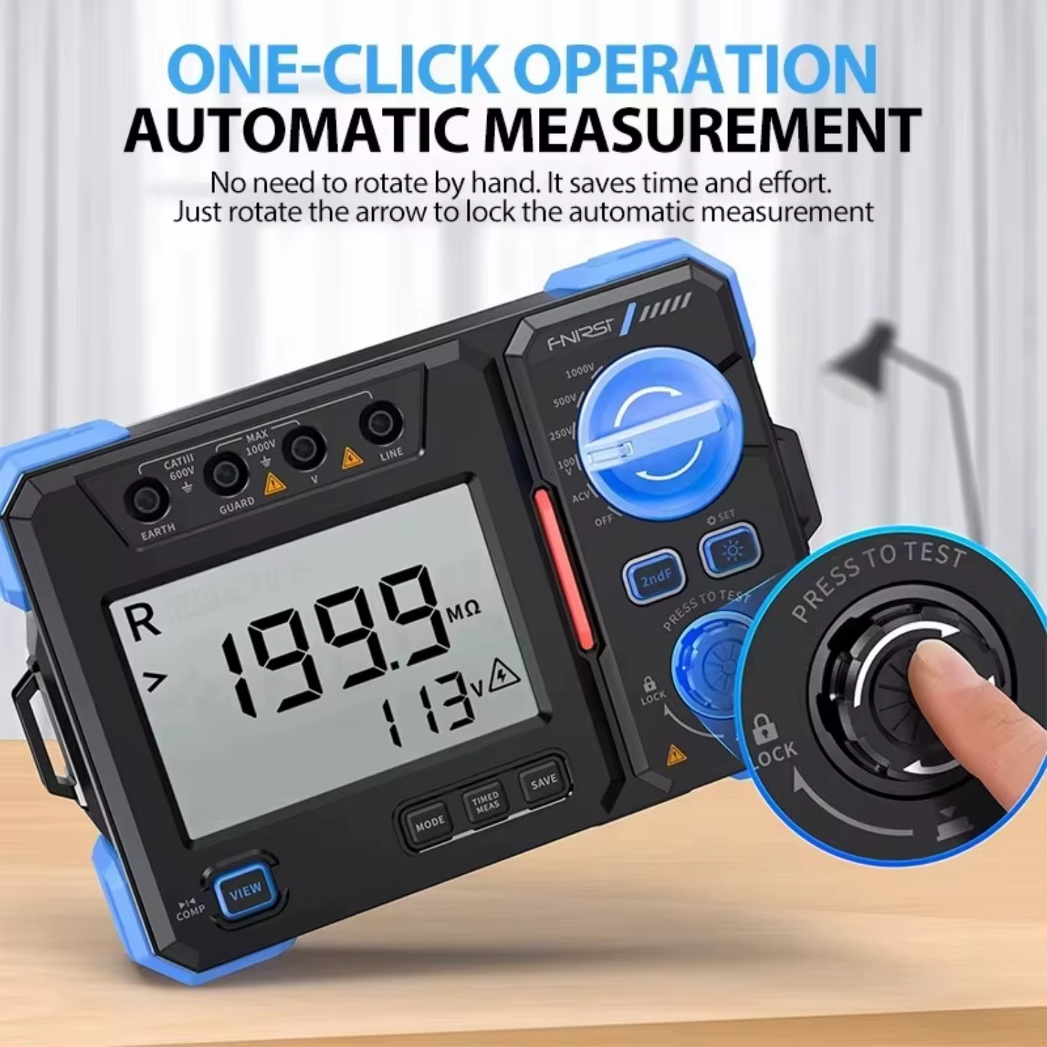 Testeur de résistance d'isolement FNIRSI MRT-1050 1000V 20G Ω Mégohmmètre Mesure de tension AC/DC Vérification de l'isolement des enroulements de moteur