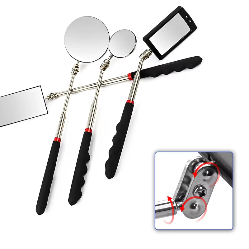 360 ° Miroir d'inspection télescopique avec lumière LED