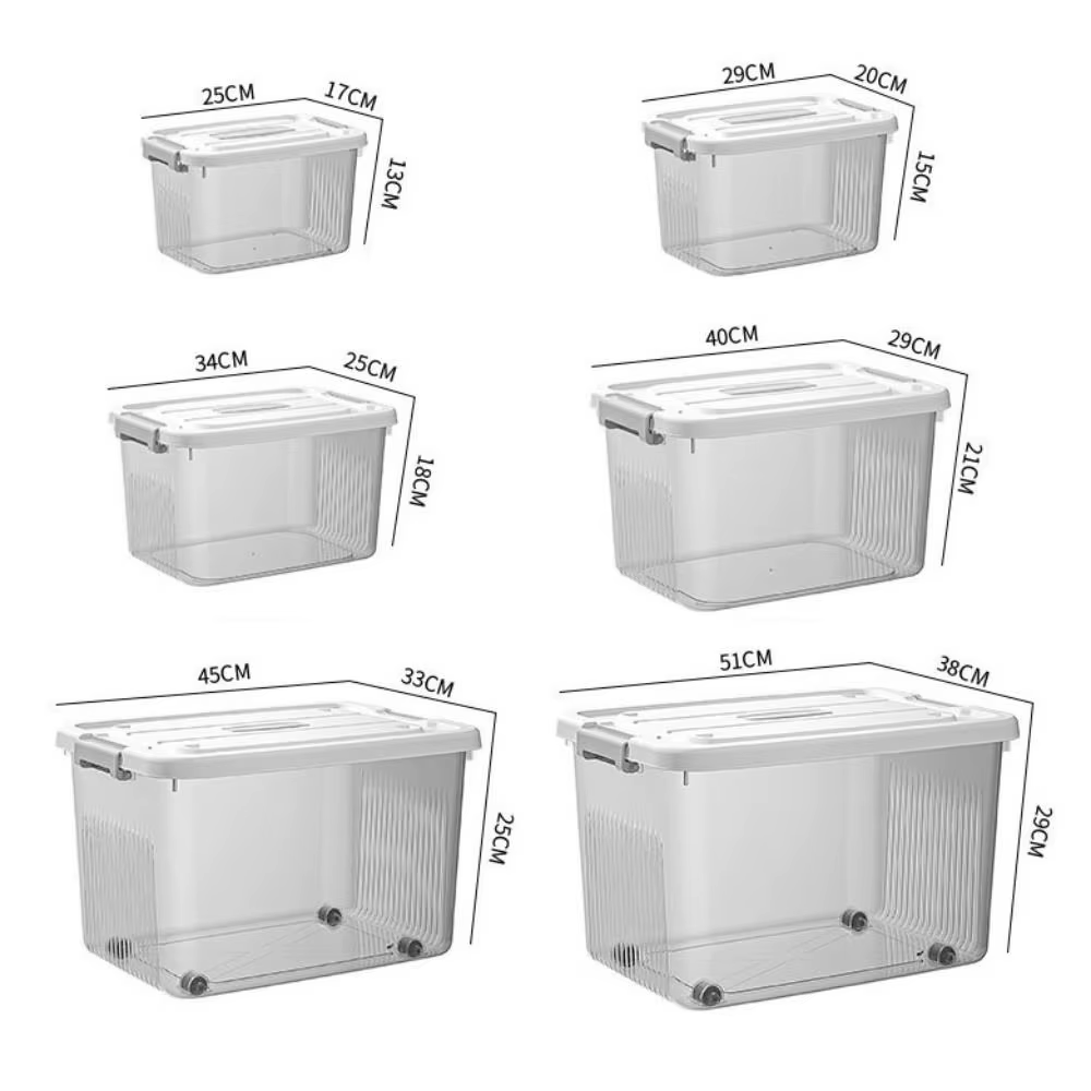 Boîte de rangement noire transparente pratique avec couvercle