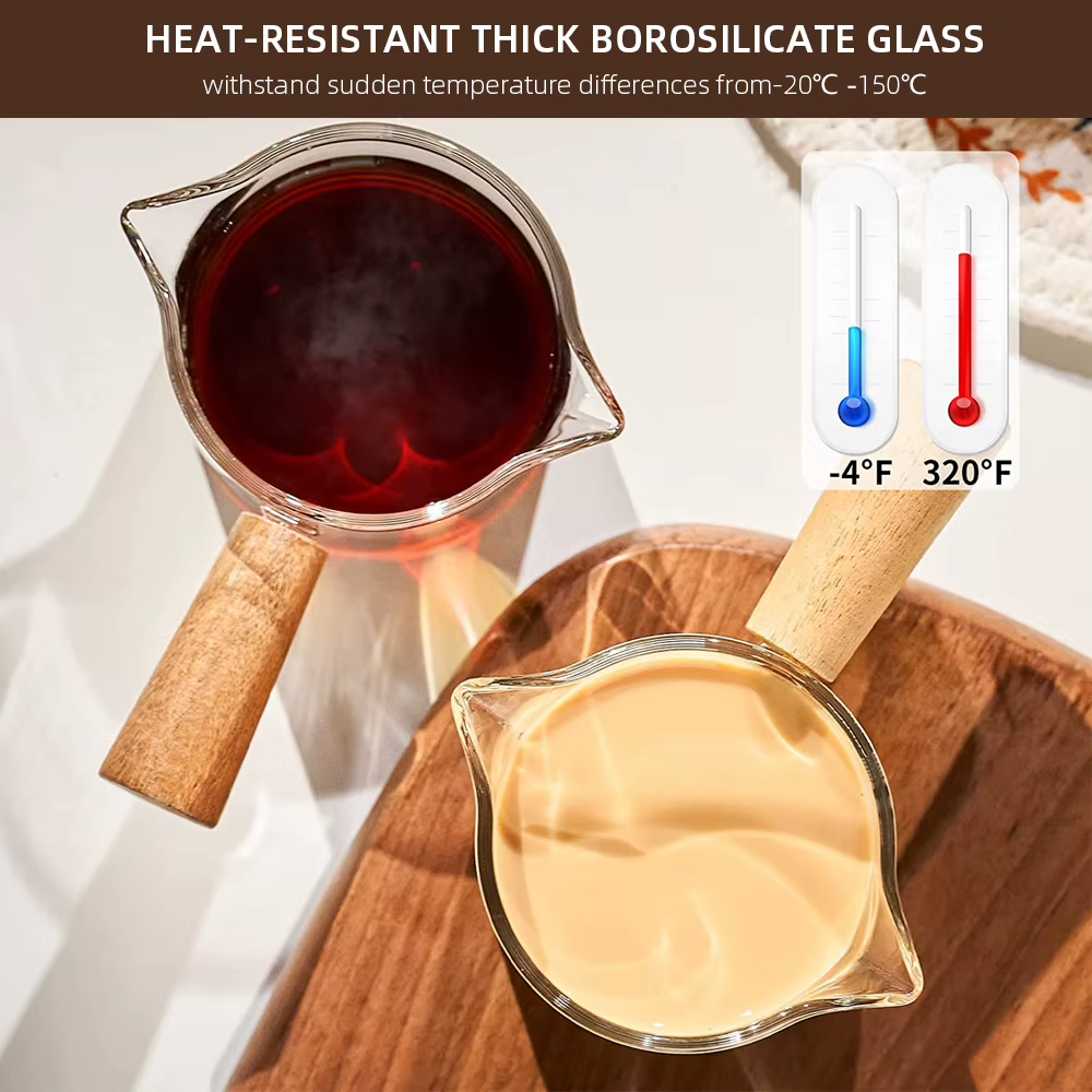 Tasse à Mesurer en Verre Thermique, Carafe à Lait avec Poignée, Échelle, Double ou Simple Bouche, 75ml
