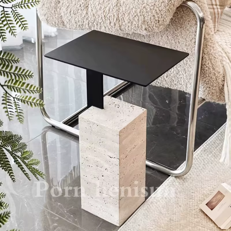 Table basse en marbre italienne, petite table de salon, console nordique, table basse vintage, meubles Wabi Sabi