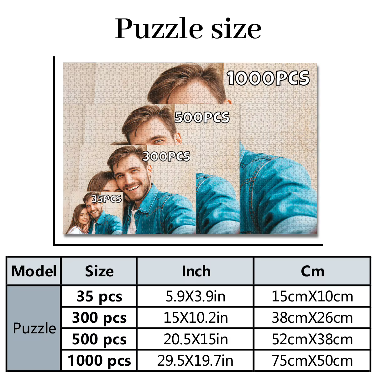 35/300/500/1025 pièces personnalisé Photo Puzzle ami télécharger