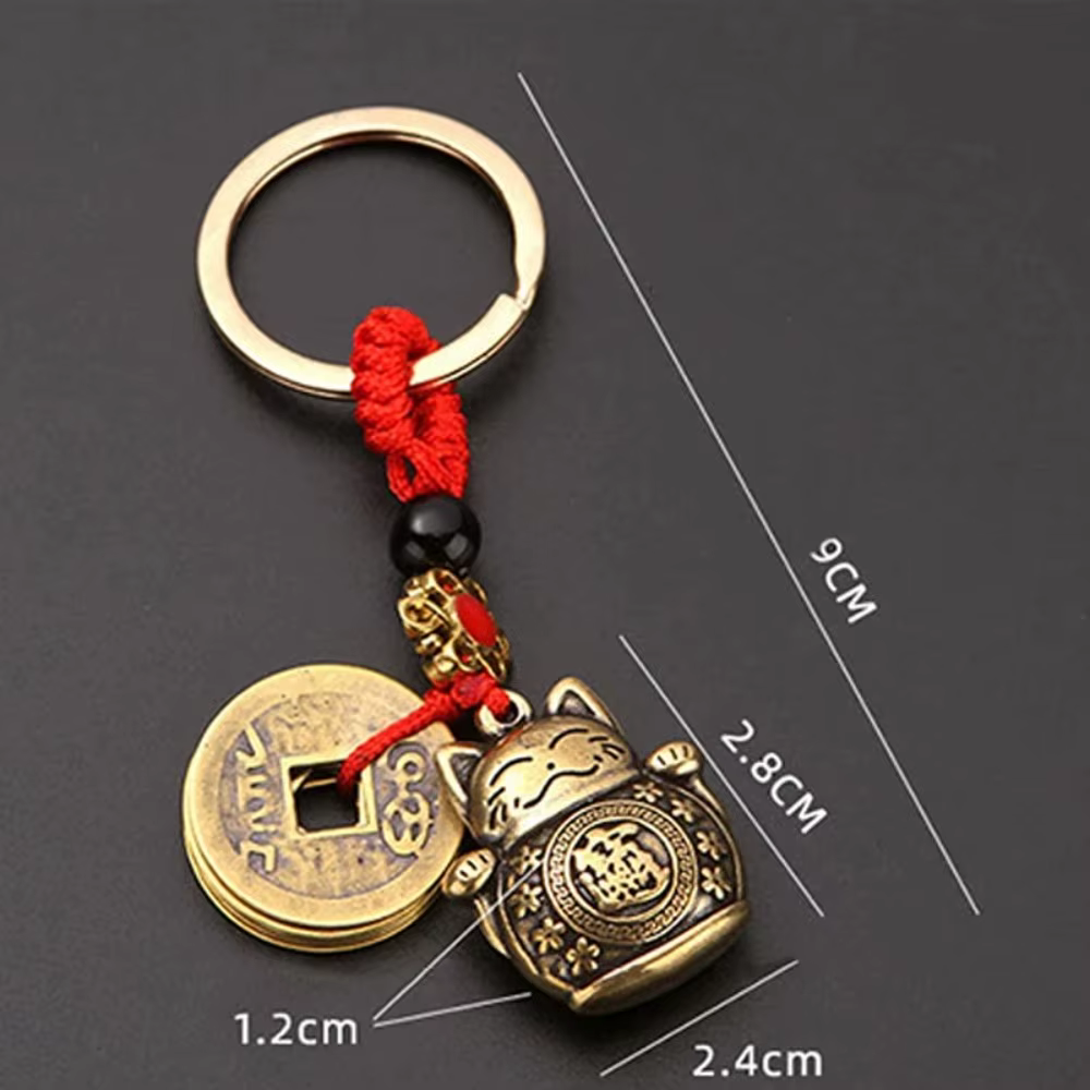 Porte-clés Vintage Porte-Bonheur en Laiton Pur