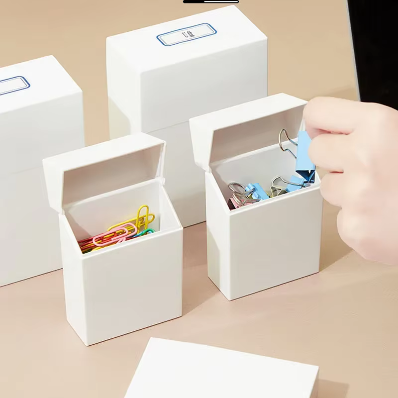 Boîte de rangement de bureau à couvercle rabattable