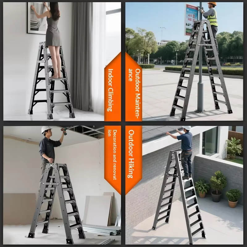 Escabeau pliant robuste à 3 marches en aluminium, escabeau portable pour la maison et la cuisine, stable, antidérapant, renforcé