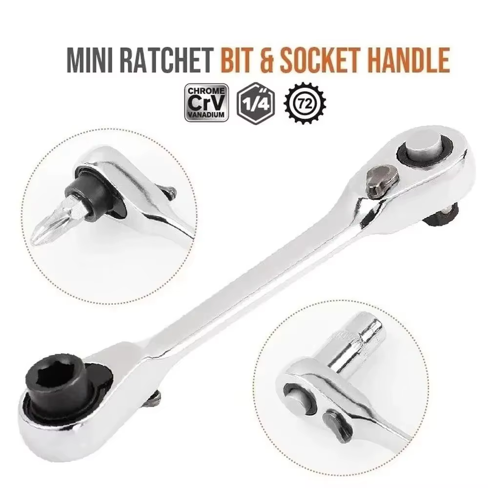 Rafford Mini aigus 1/4 clé à cliquet Double extrémité clé