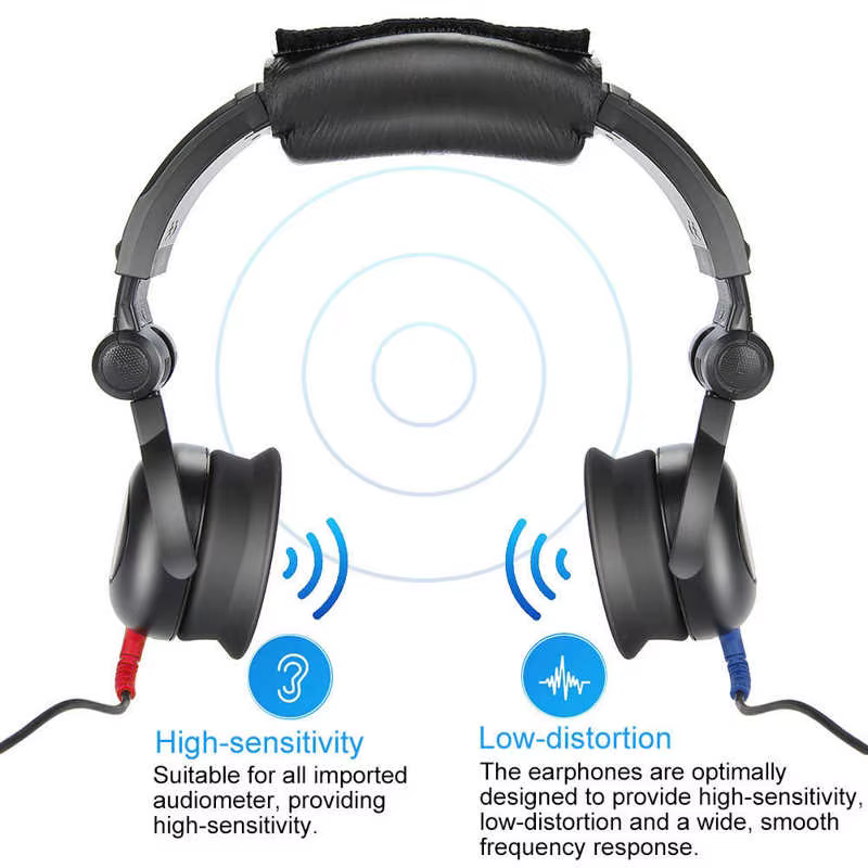 Audiomètre Audiométrique Dépistage Auditif Casque Audiomètre à Conduction Aérienne pour Test Auditif Outil de Soins des Oreilles Fournitures de Soins de Santé