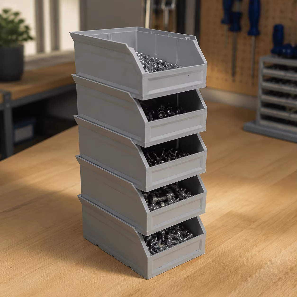 Boîte de rangement en plastique à ouverture inclinée