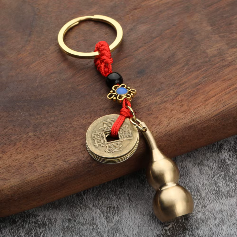 Porte-clés Vintage Porte-Bonheur en Laiton Pur