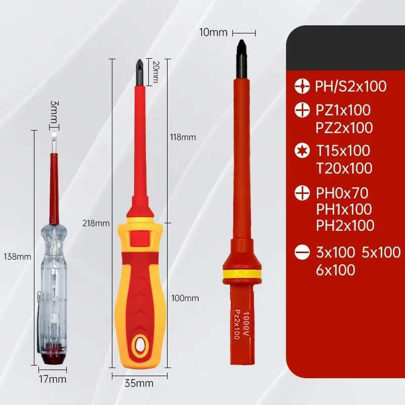 Jeu de tournevis magnétiques Phillips à fente Torx professionnel 1000V isolé CRV électricien