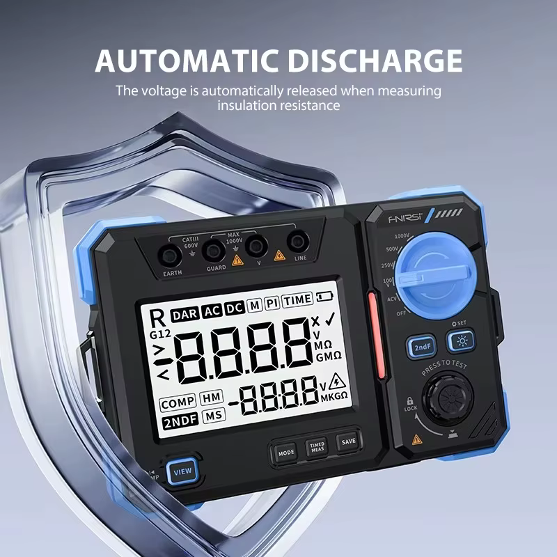 Testeur de résistance d'isolement FNIRSI MRT-1050 1000V 20GΩ Mégohmmètre Mesure de tension AC/DC Décharge automatique