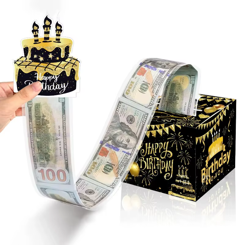 1 boîte cadeau d'anniversaire avec carte gâteau
