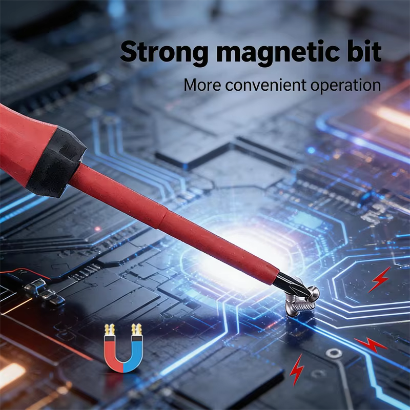 Tournevis magnétique isolé professionnel pour électricien – Outil de maintenance à fente et cruciforme