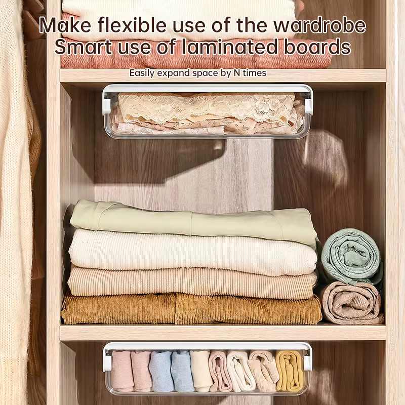 Tiroir de rangement sous le bureau, auto-adhésif, sans perçage, boîte organisatrice cachée pour le bureau et la maison [grande taille]