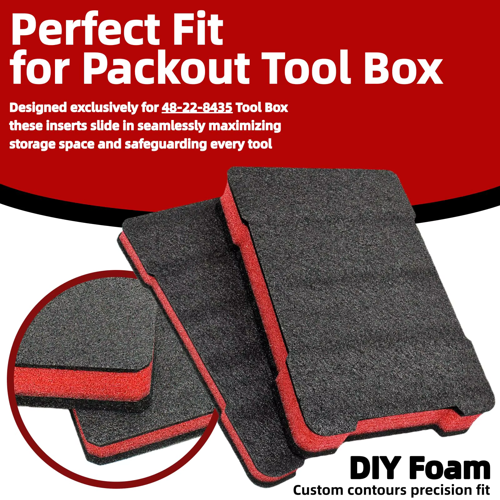 Kit d'inserts en mousse pour boîte à outils Milwaukee Packout
